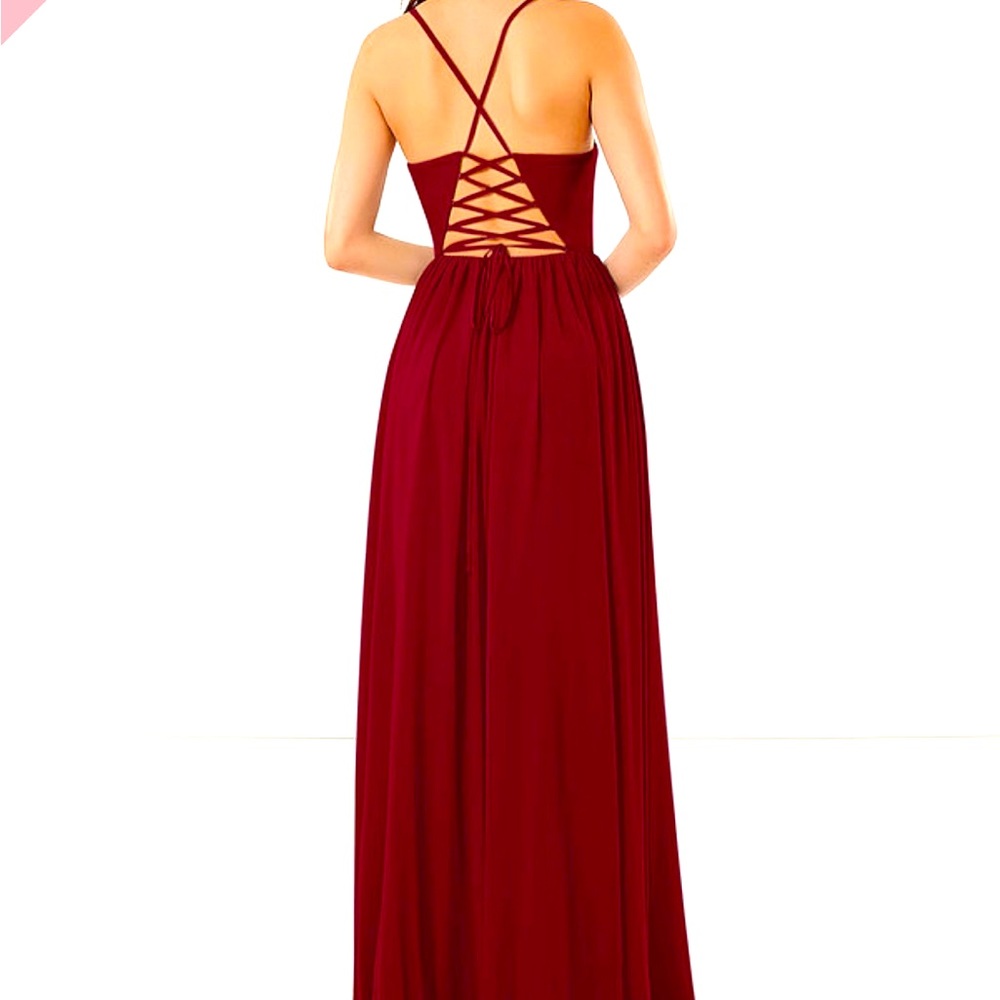 Spaghetti strap, long dress crisscross in the back